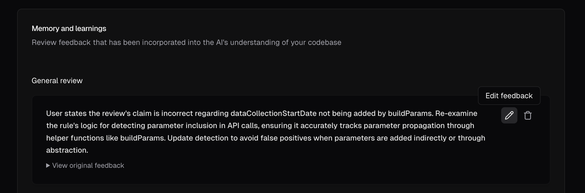 AI memory and learnings