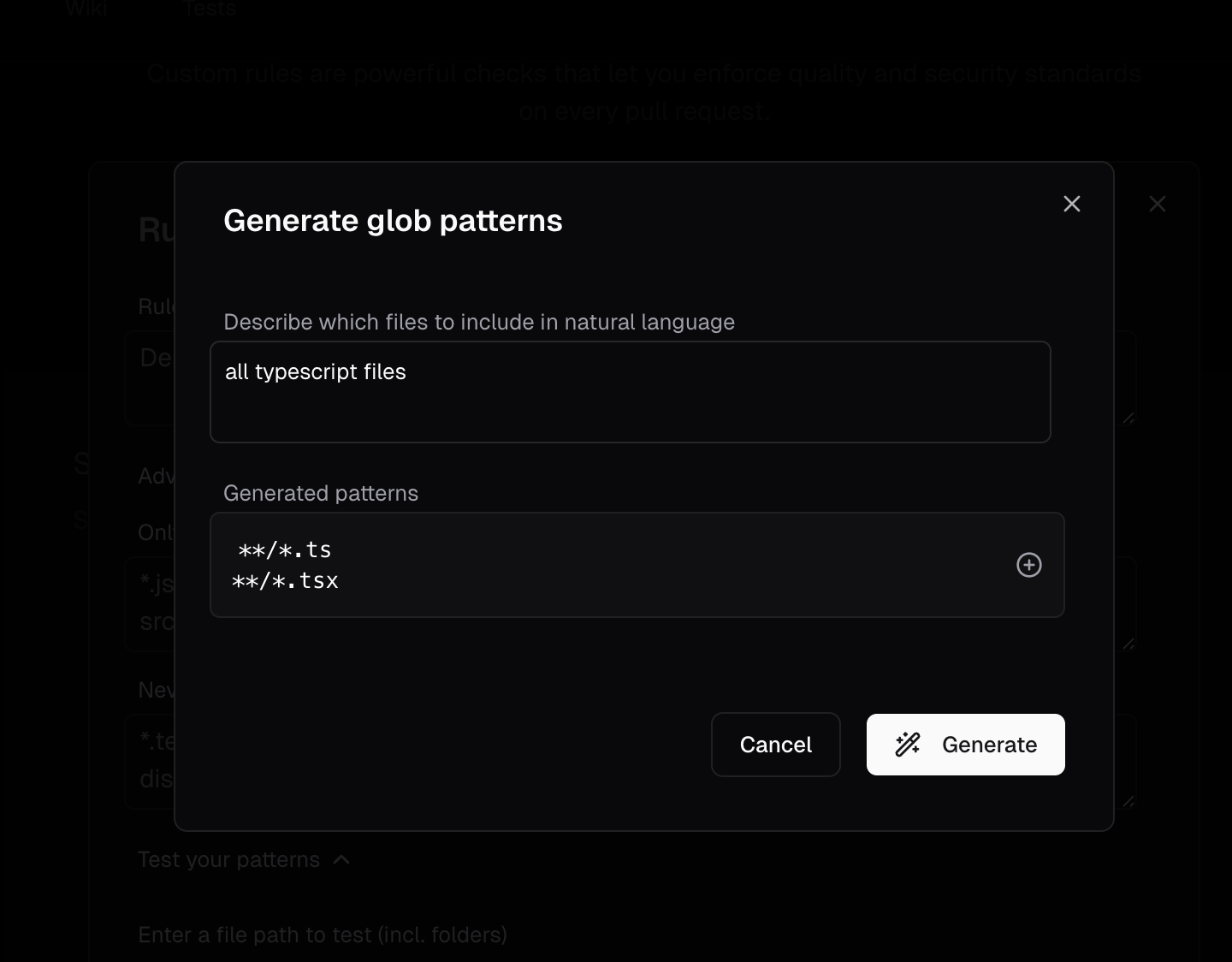 AI-powered glob pattern wizard