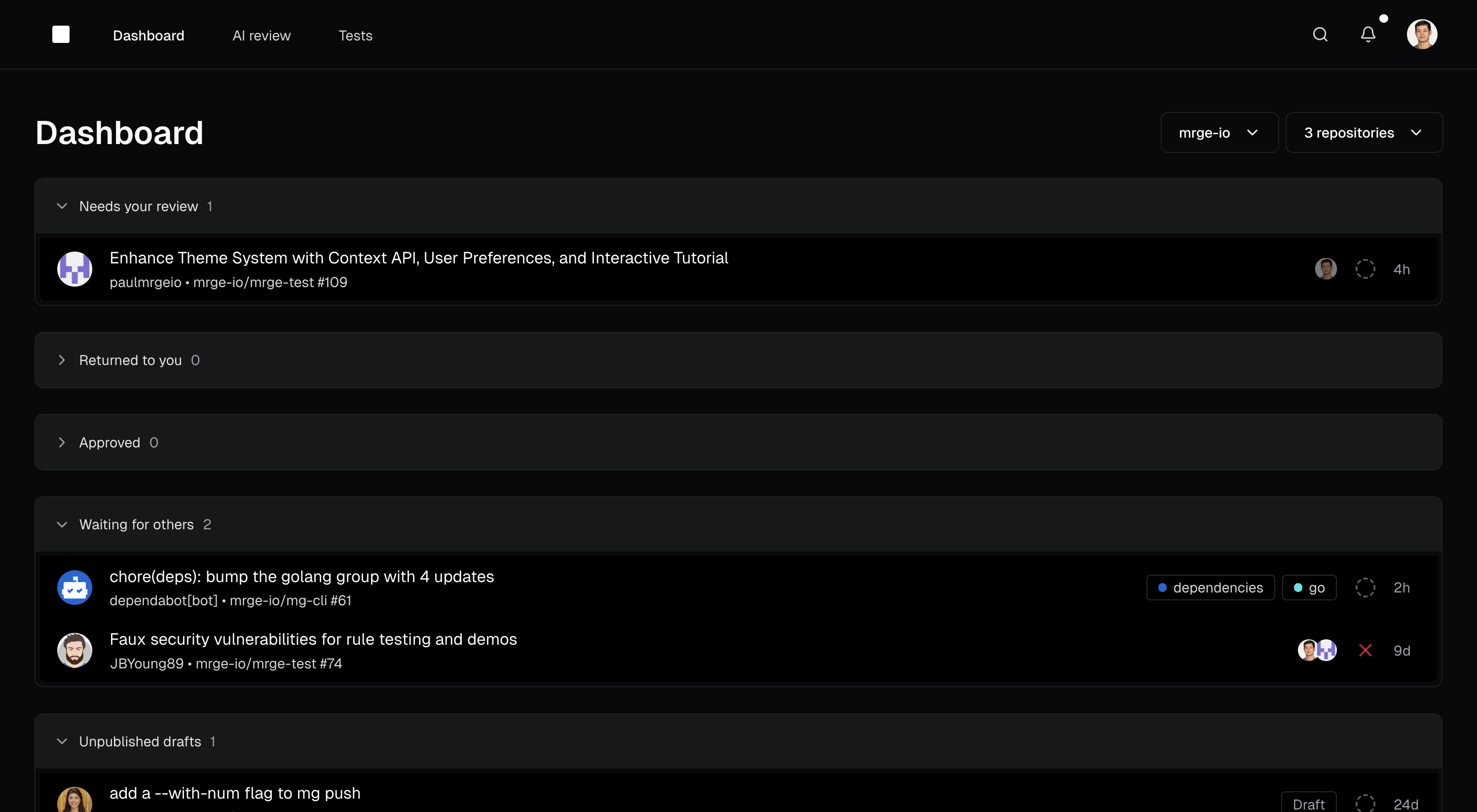 Select repositories