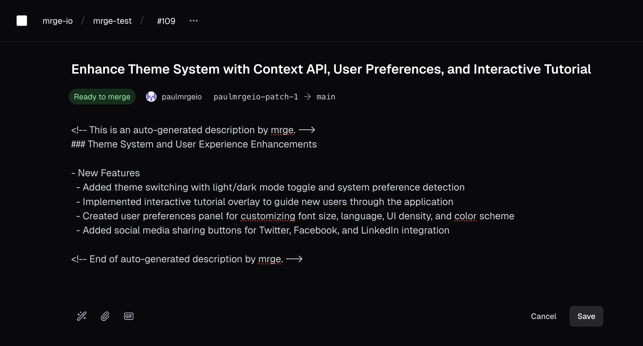 PR description