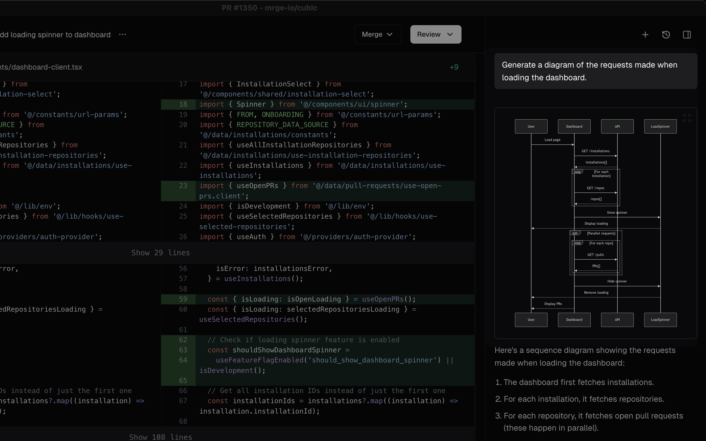 AI sidebar drawing a system diagram