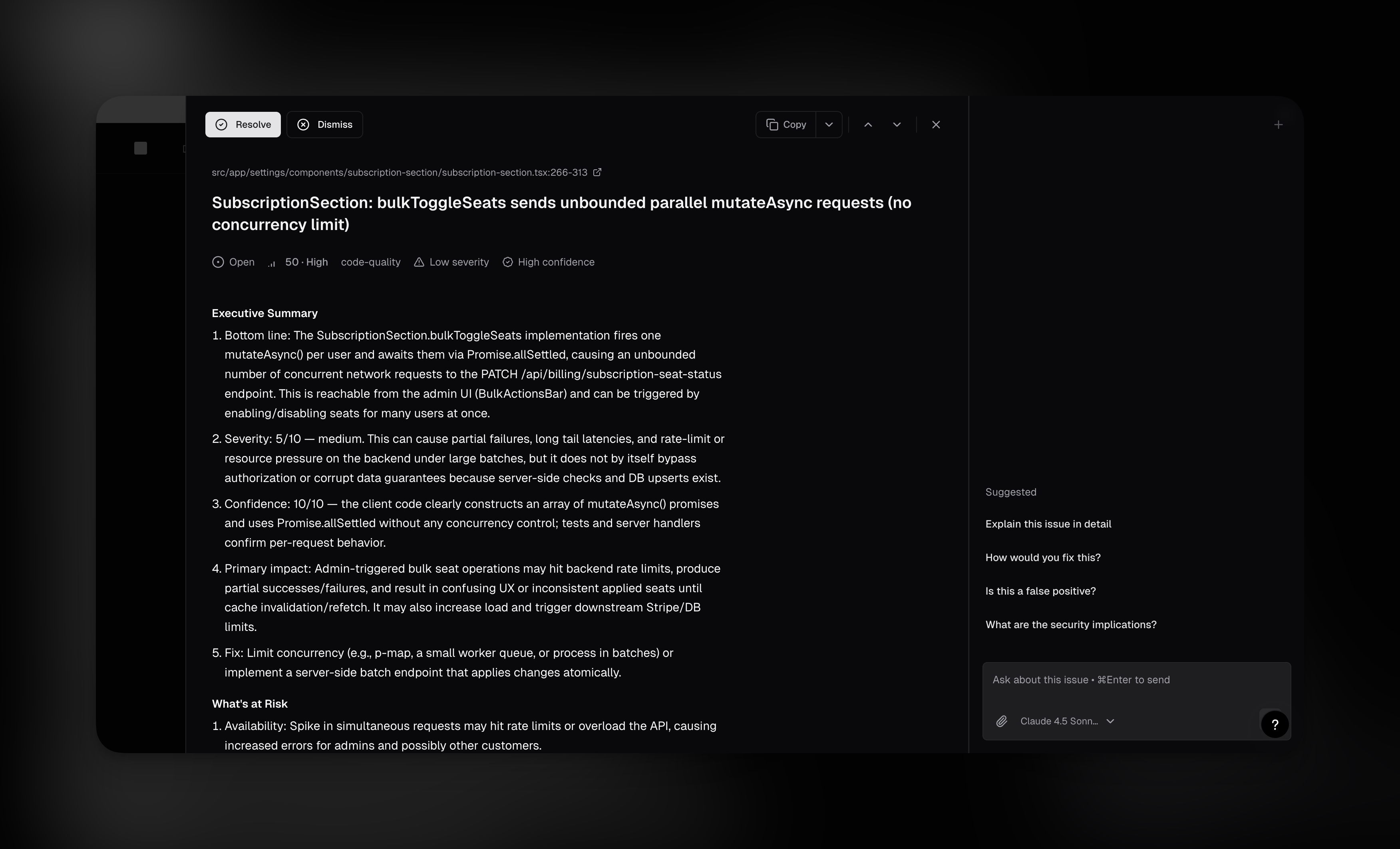 Codebase scan issue details
