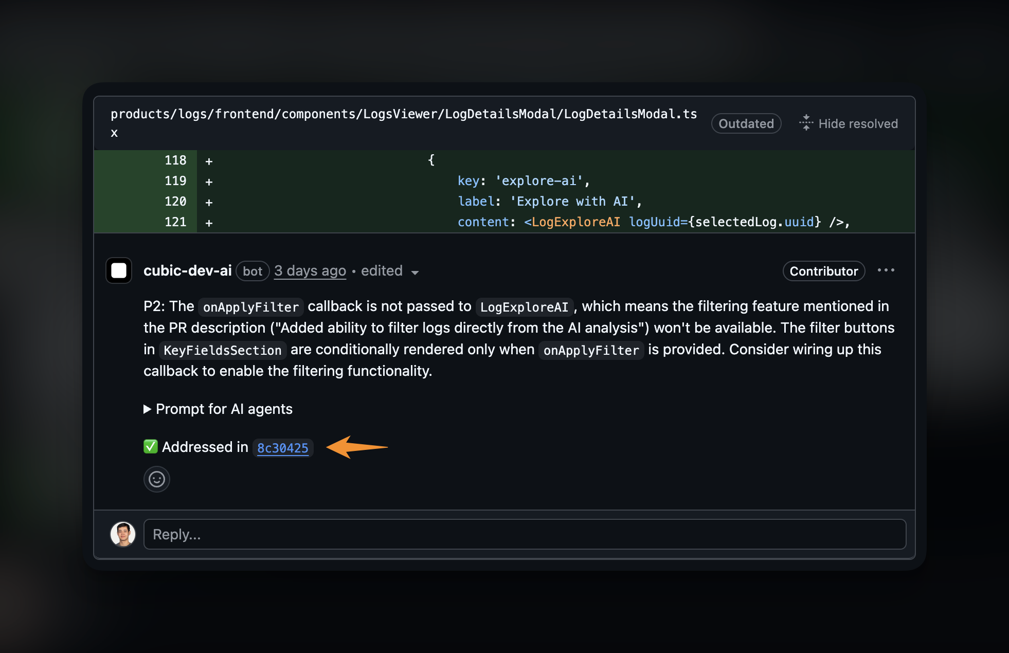 Auto-address comments