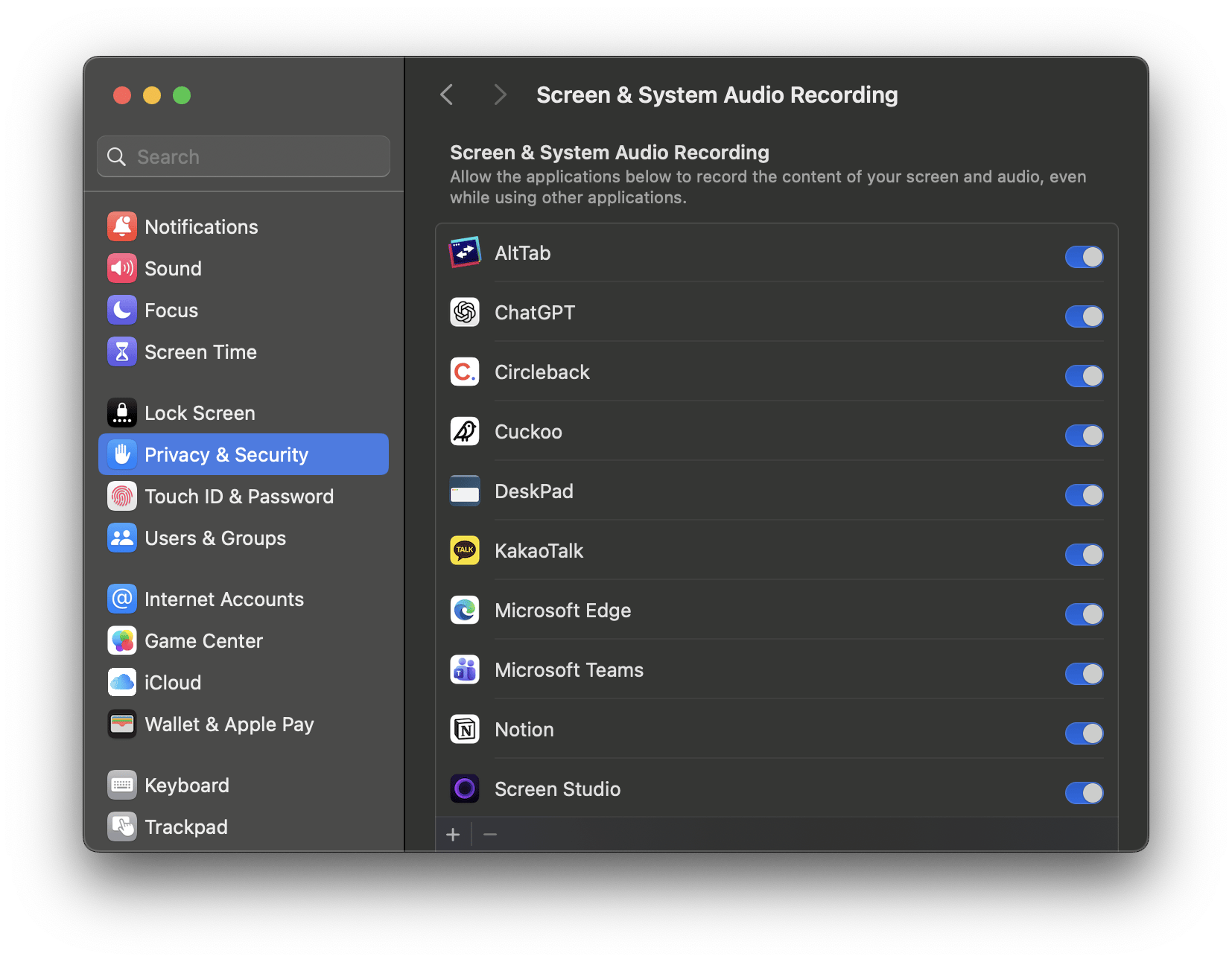 App settings
