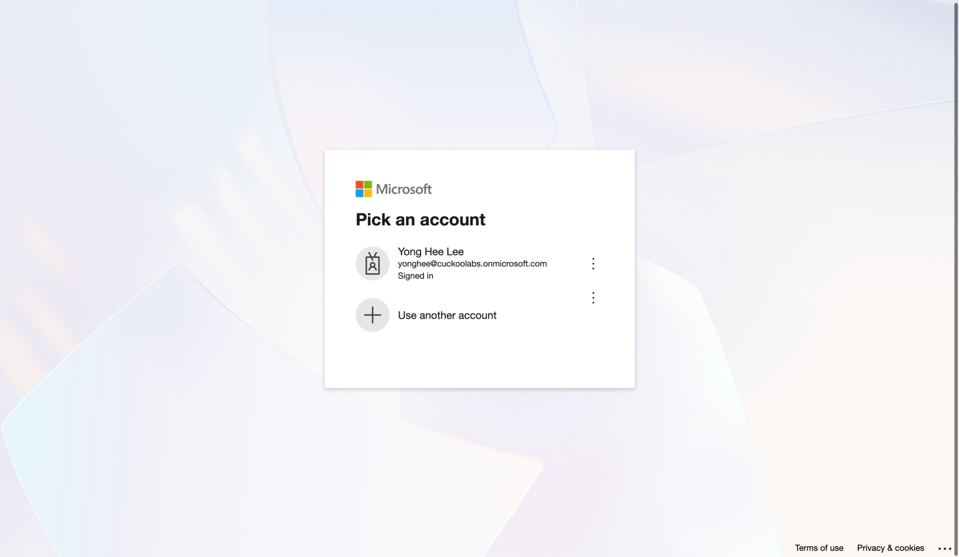 Select your Google account