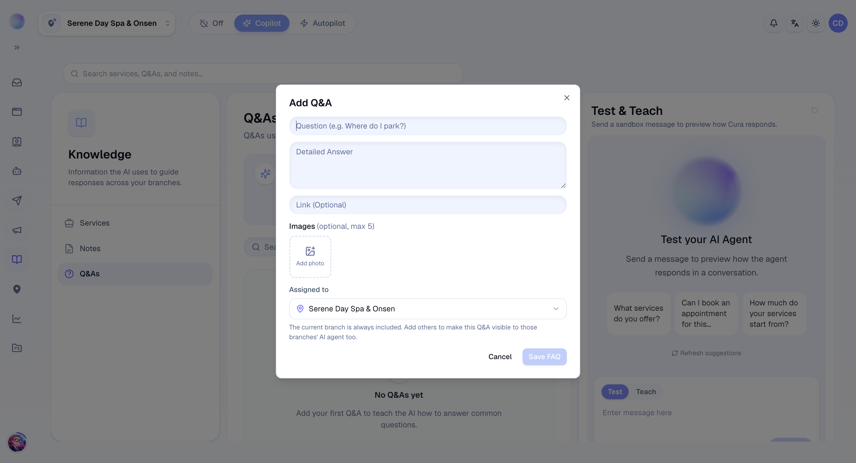 Adding a question and answer to the Cura knowledge base