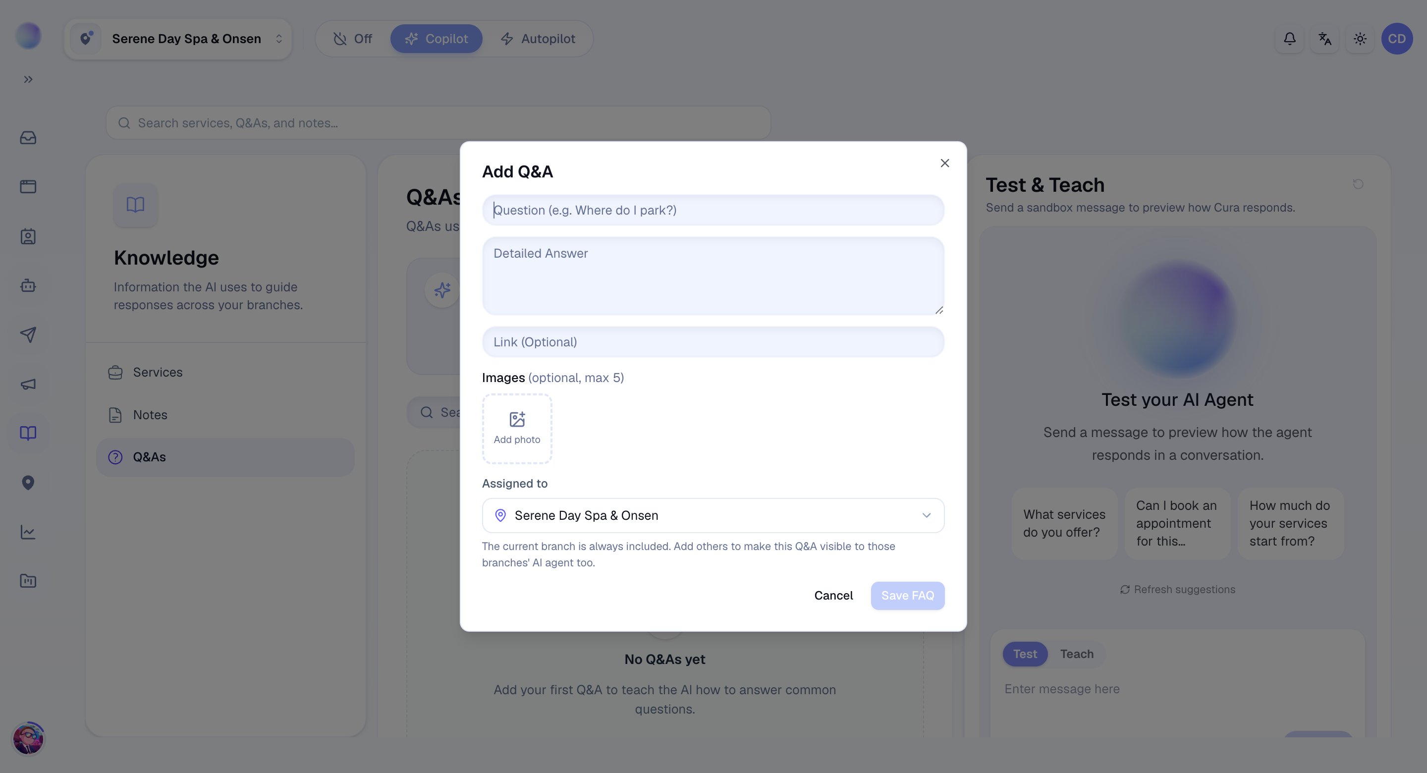 Adding a question and answer to the Cura knowledge base