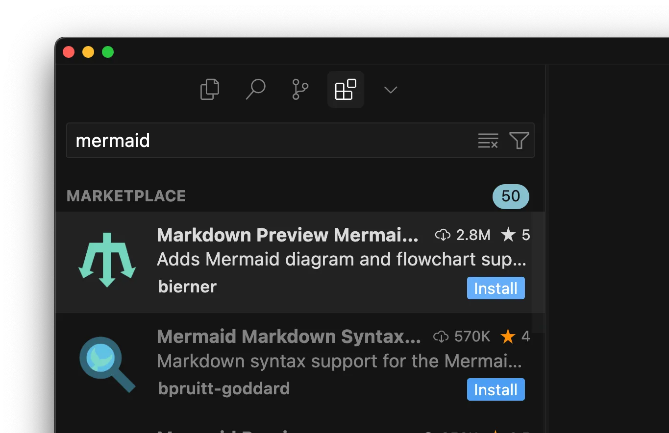 Installation de l’extension Mermaid