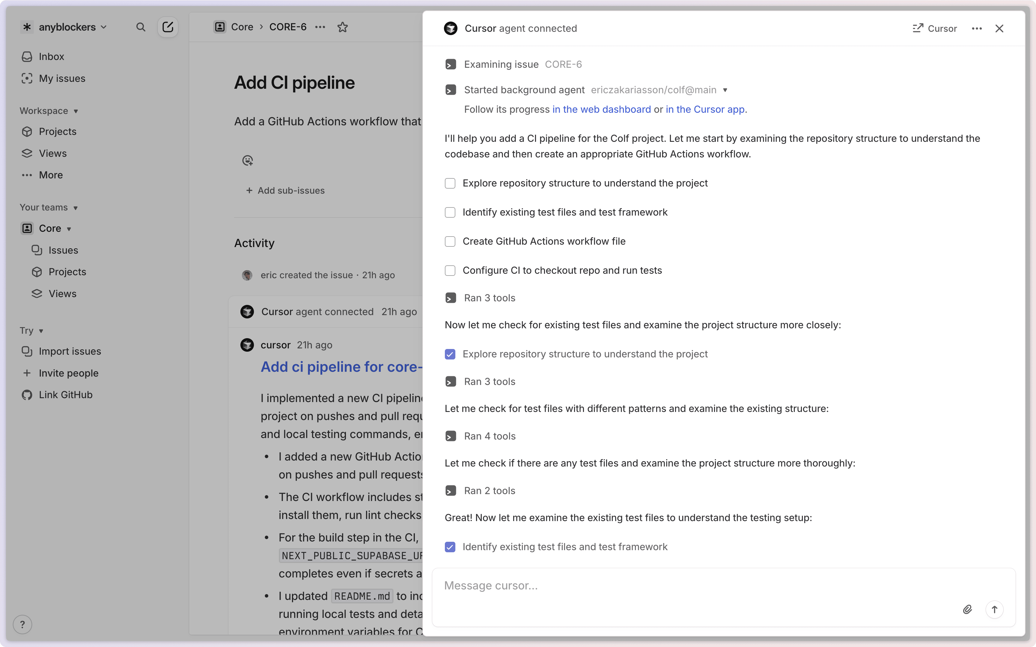 Status-Updates von Background Agents in Linear