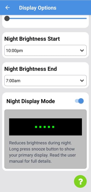 Night Display Mode settings