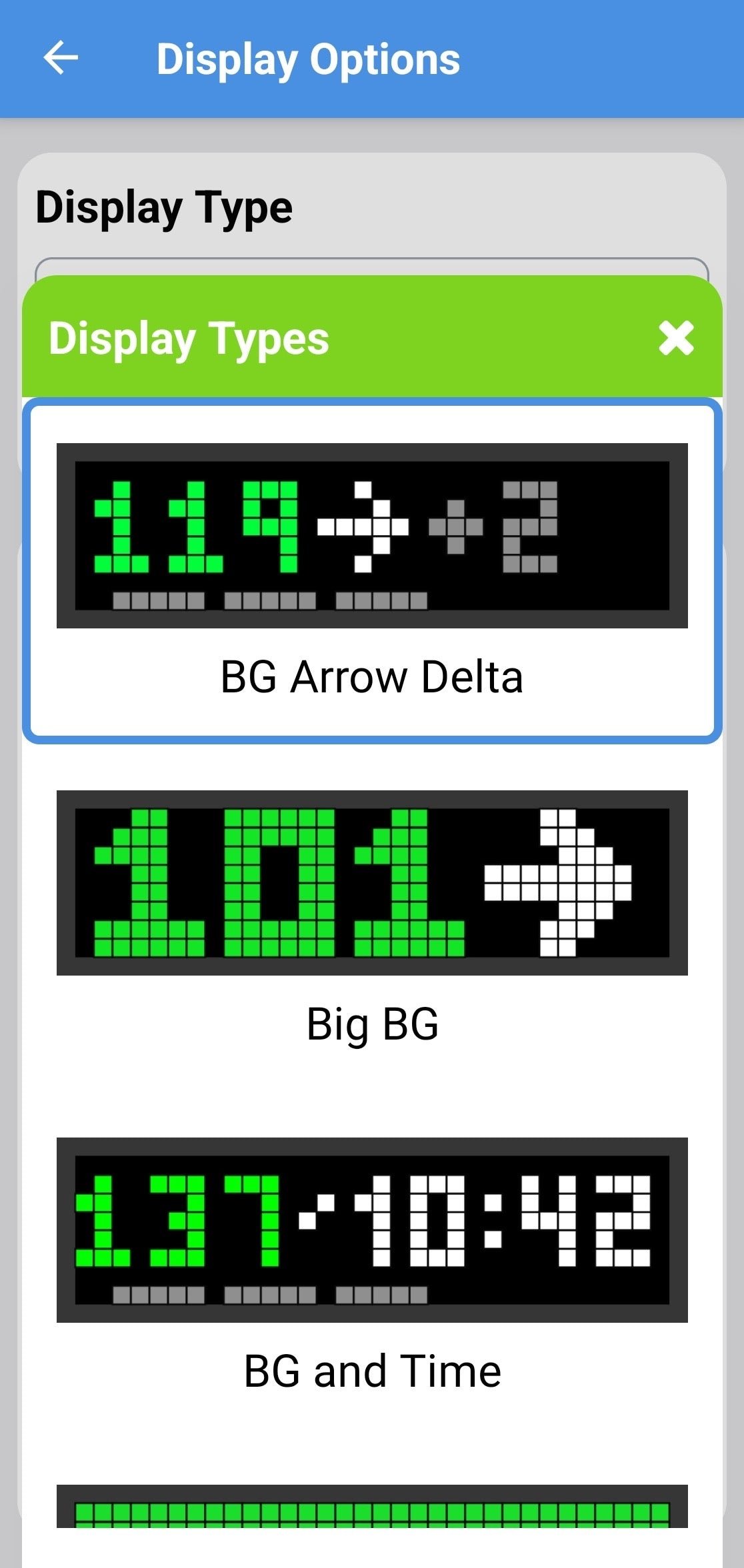 Display type selector