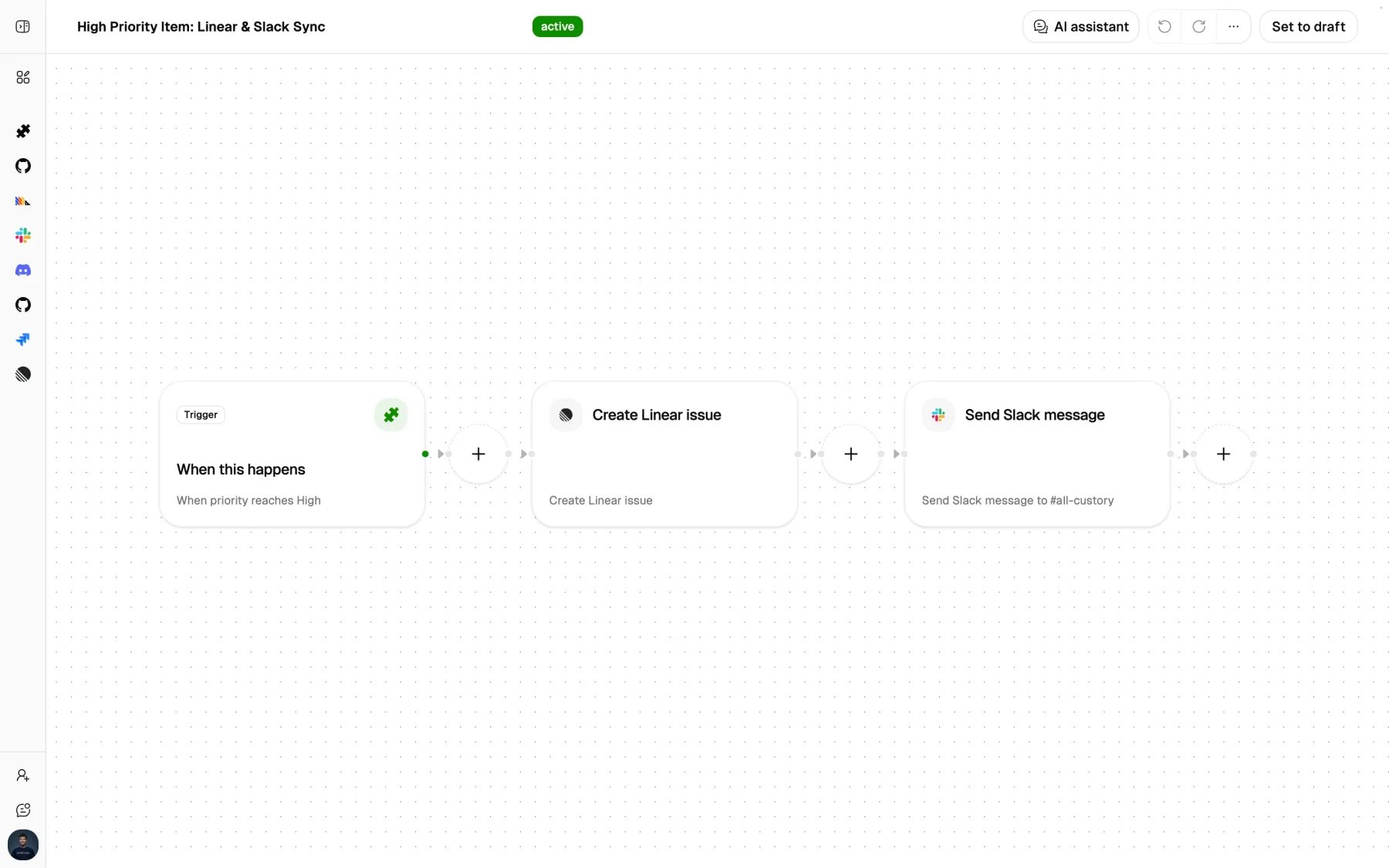 Custory automation builder in light mode