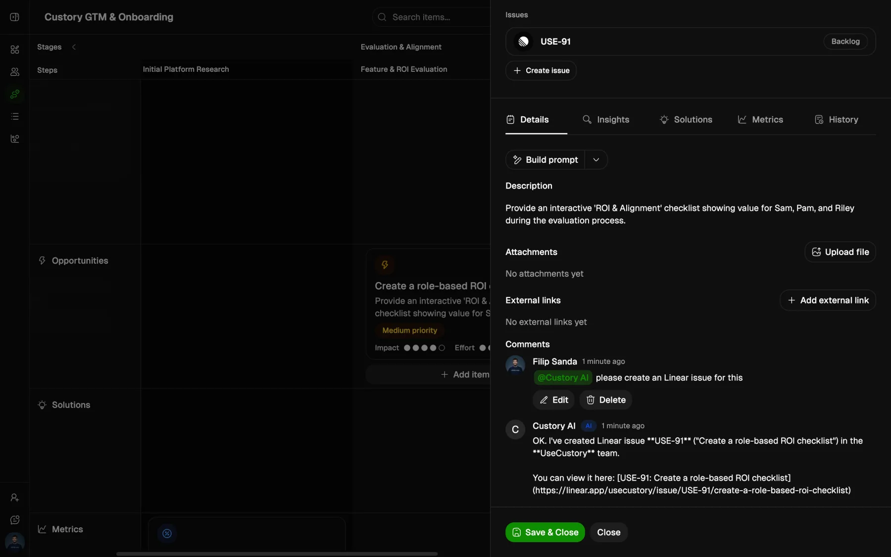 Custory item editor sheet in dark mode