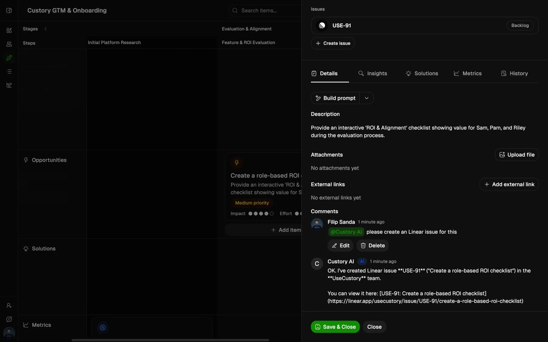 Custory item editor sheet in dark mode