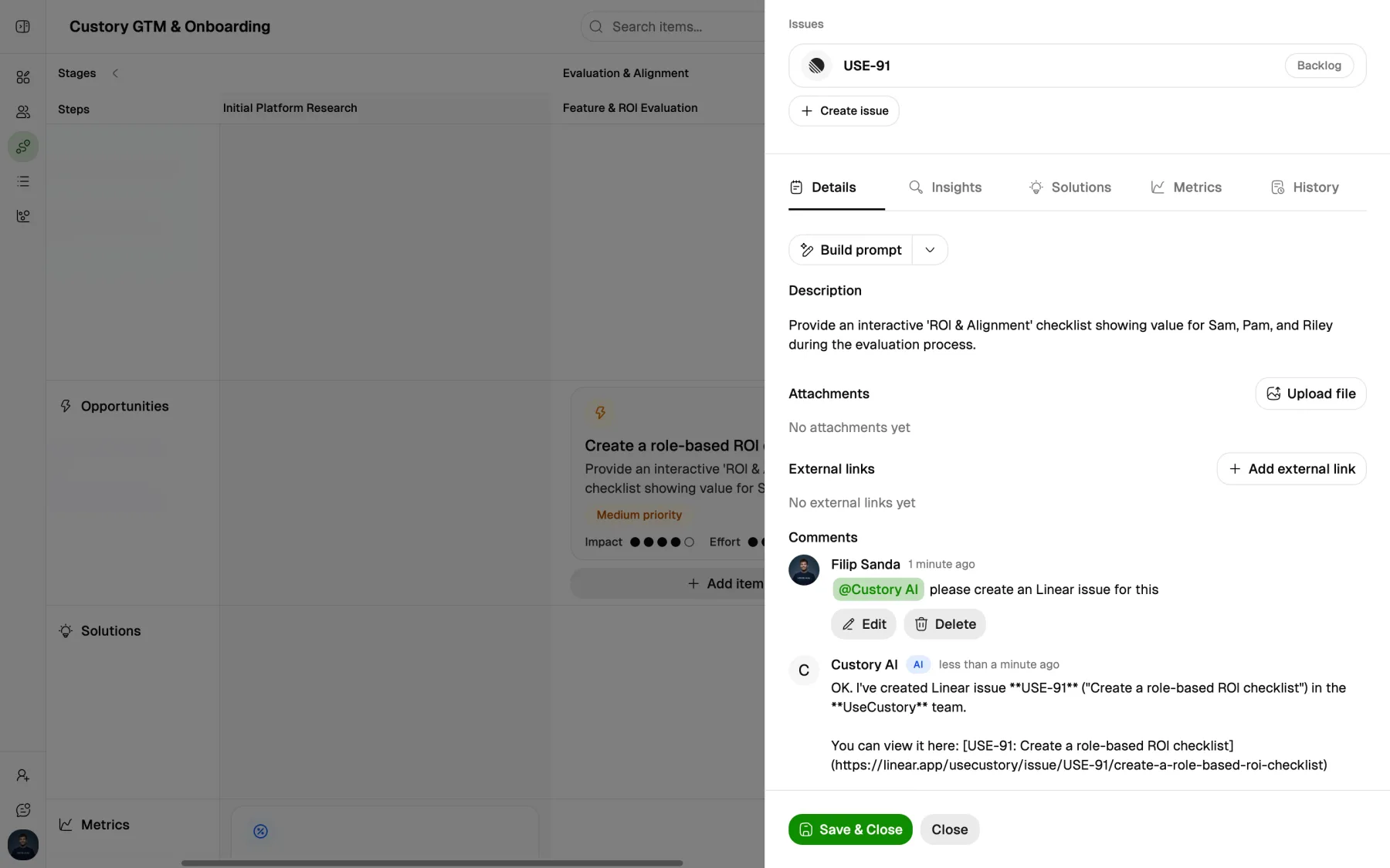 Custory item editor sheet in light mode