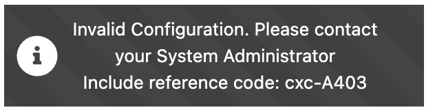 Example of a cxconnect.ai error code in the UI