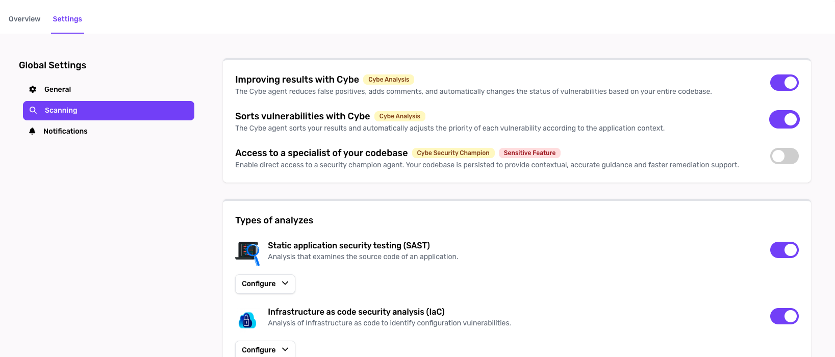 Enable Cybe Analysis in Project Settings