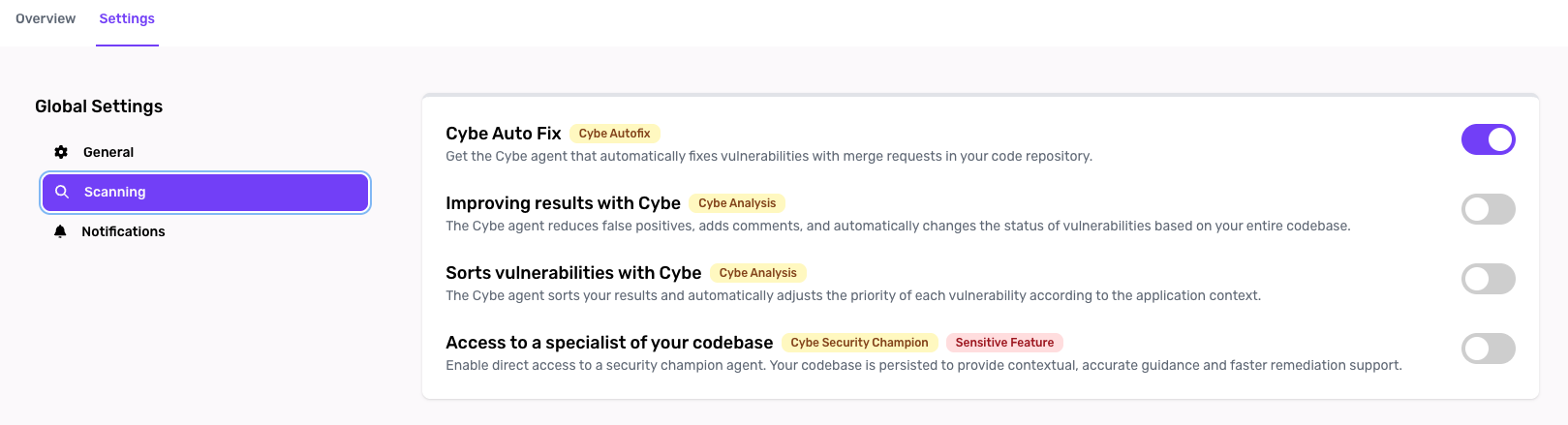 Enable Cybe AutoFix in Project Settings