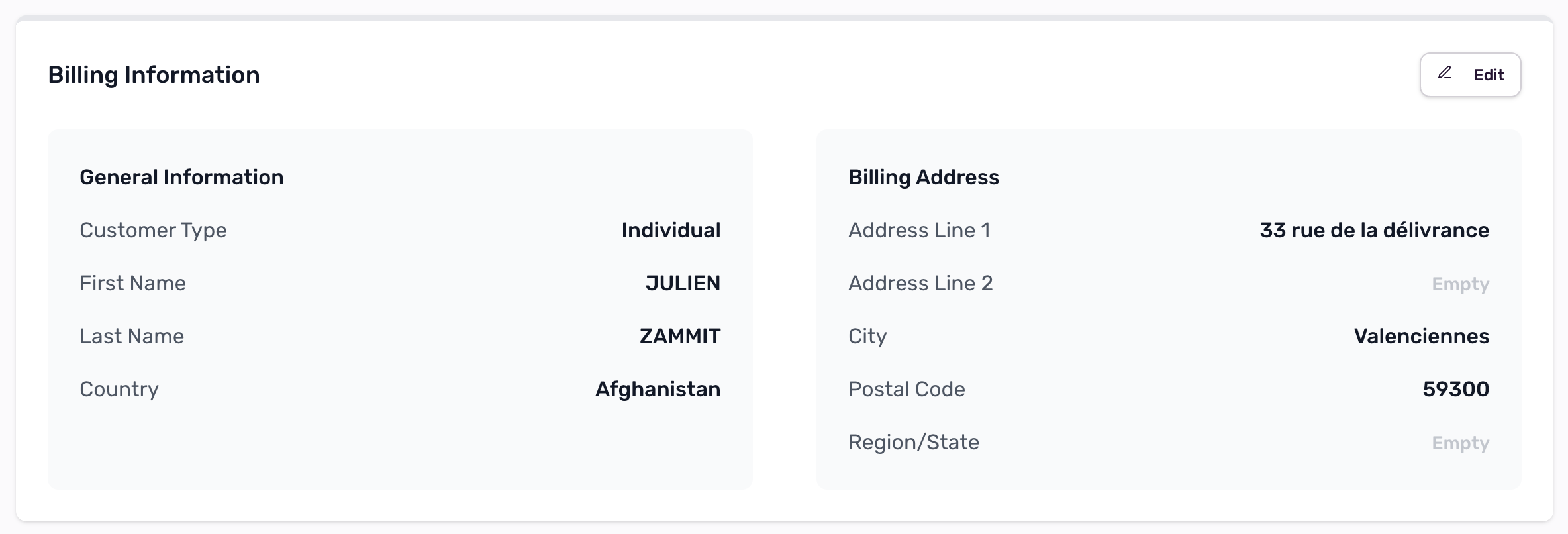 Billing Information