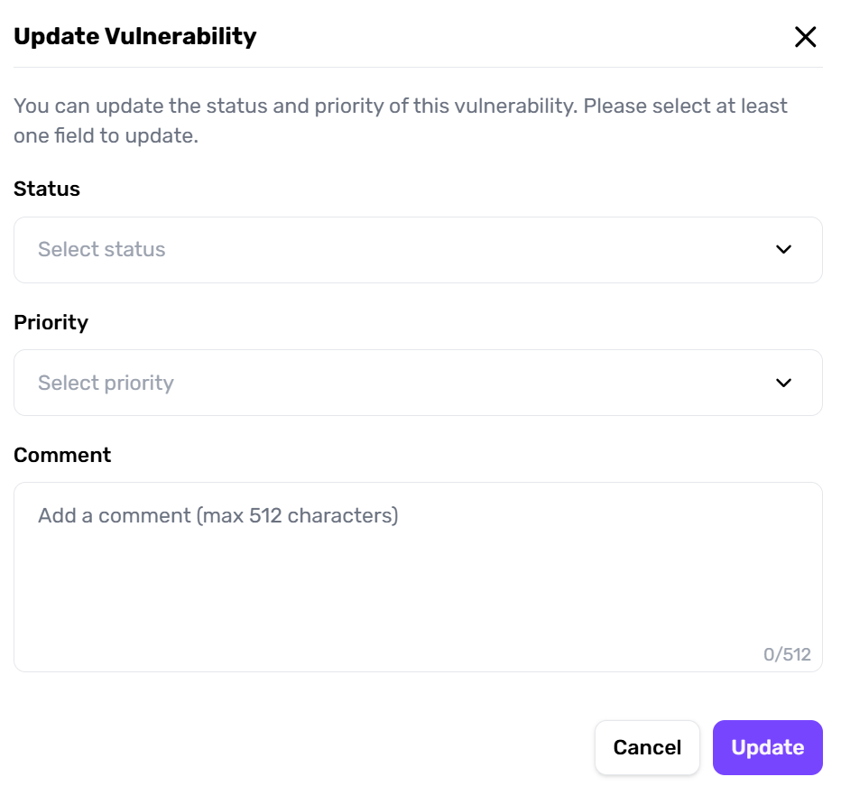 Vulnerability Update Popup