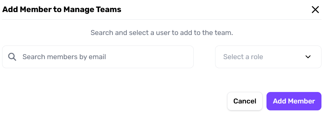 Add Team Member Popup