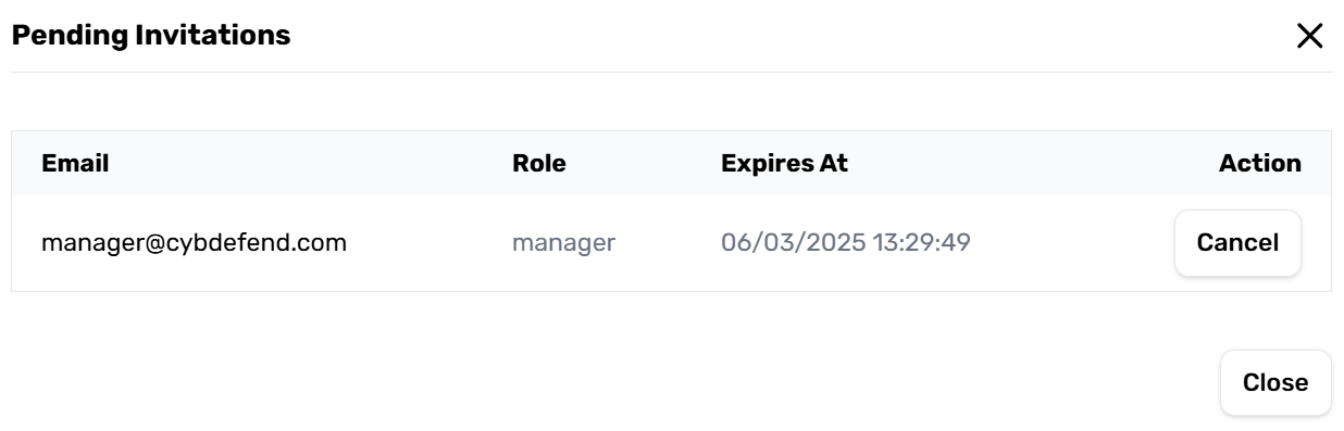 Pending Invitation List
