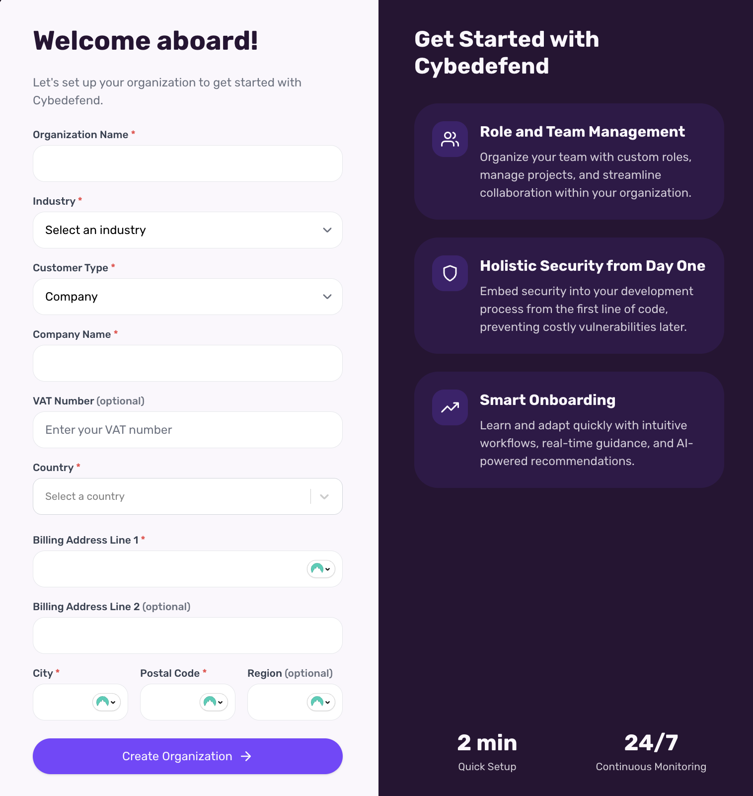 Create Organization Form