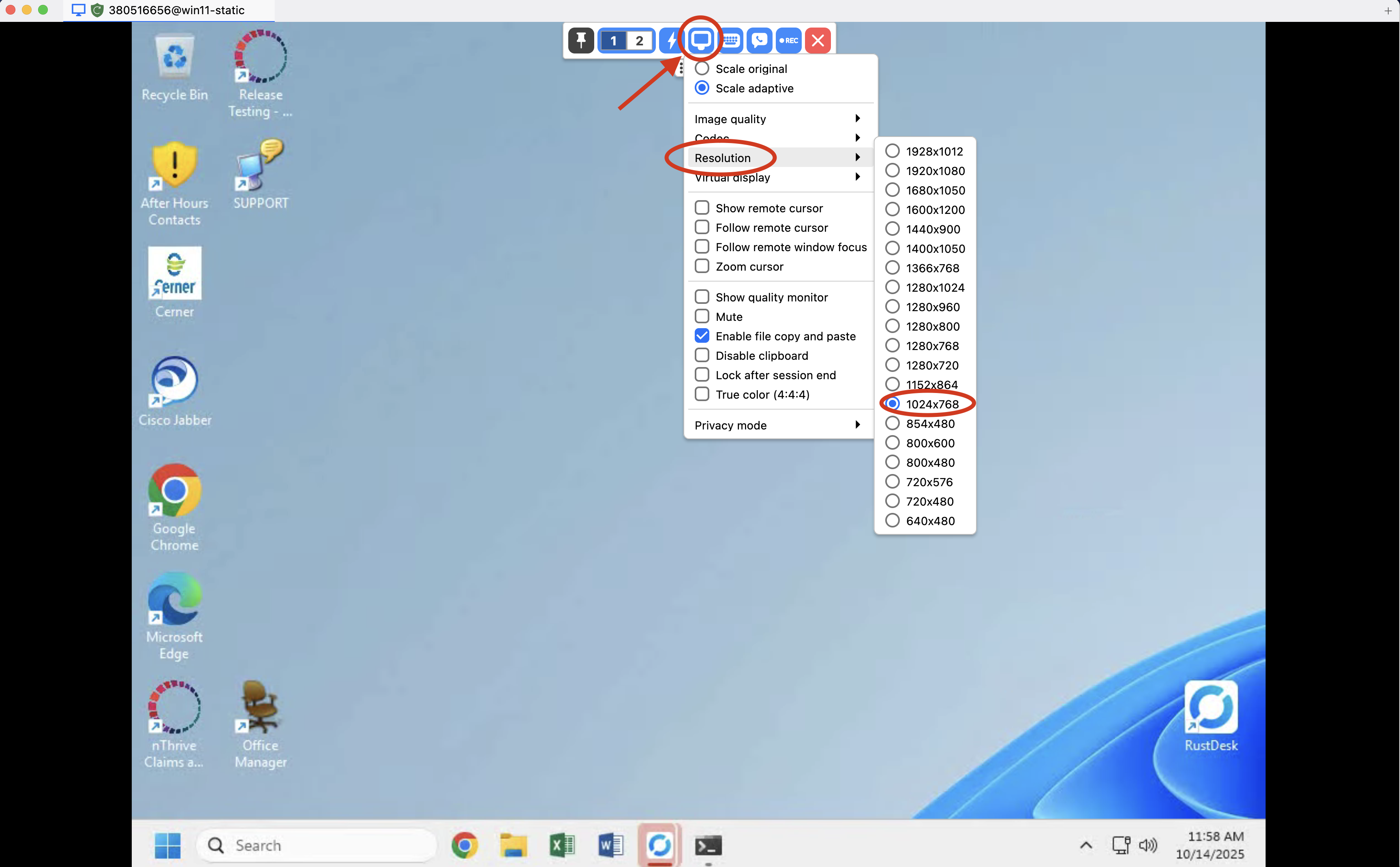 RustDesk Resolution Settings