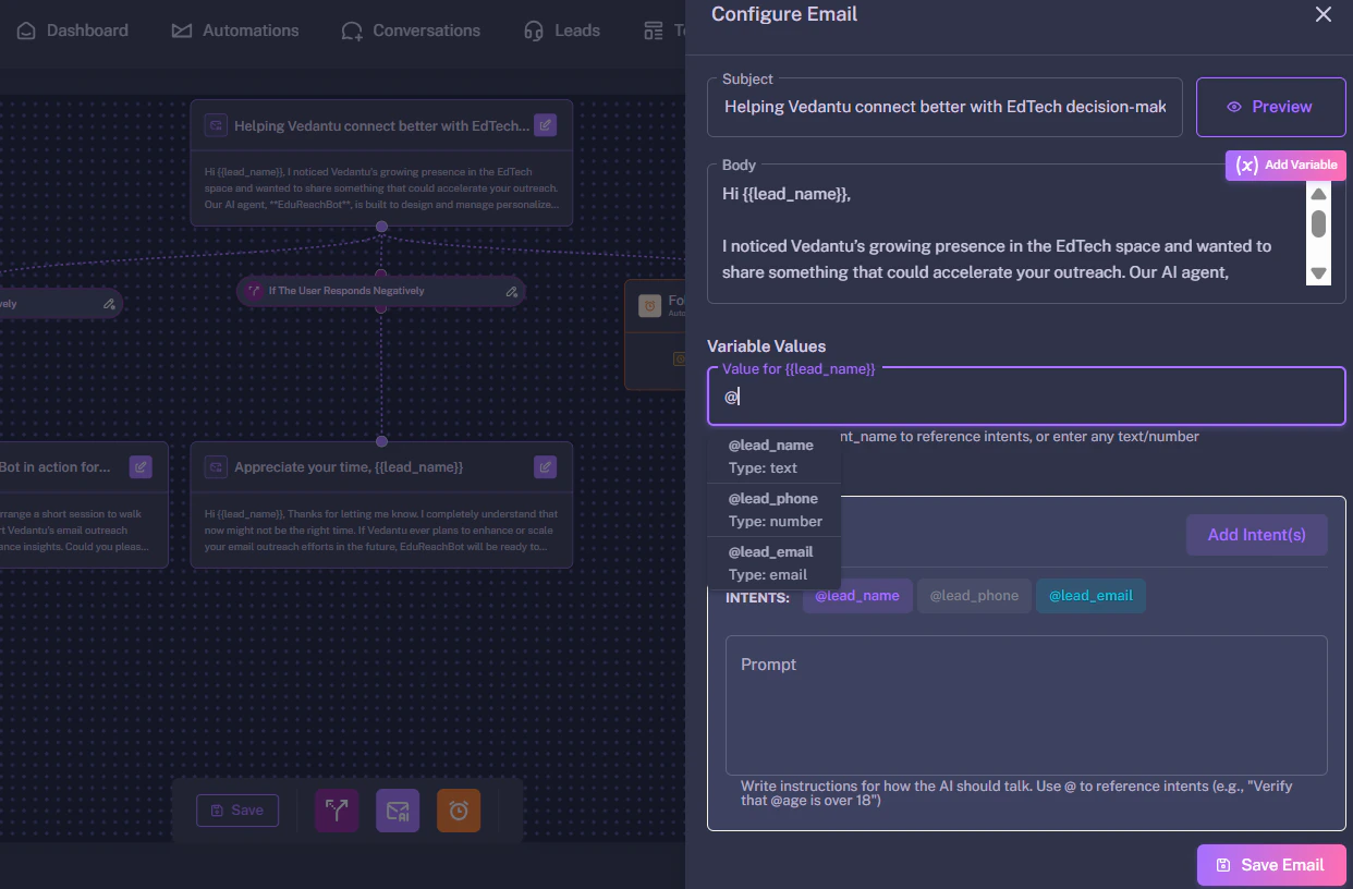 Initial Email Config Dark