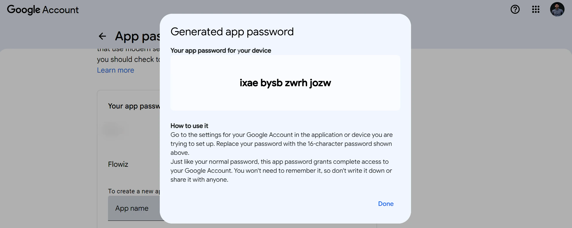 Gmail App Password Light