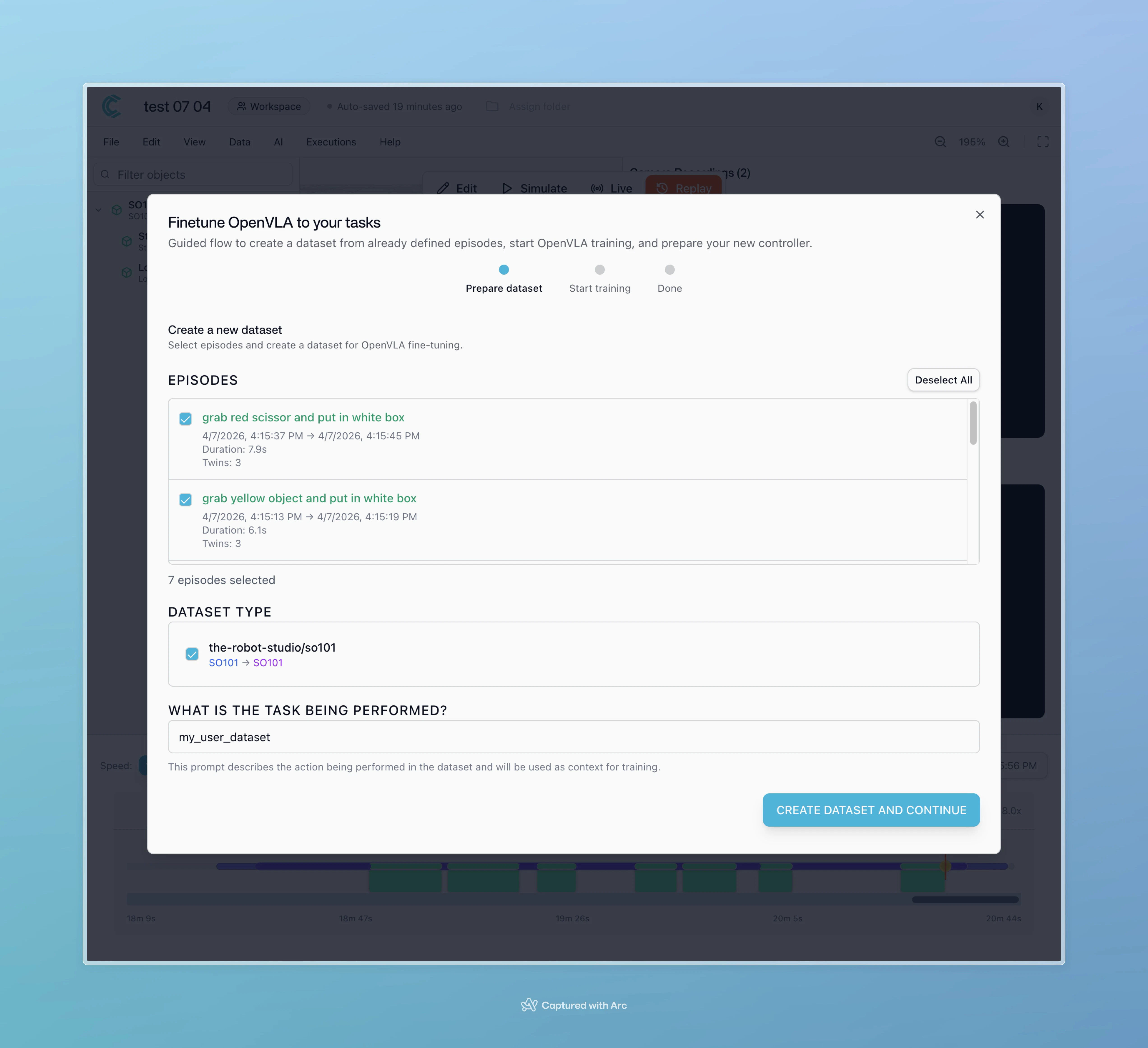 Dataset created with multiple episodes