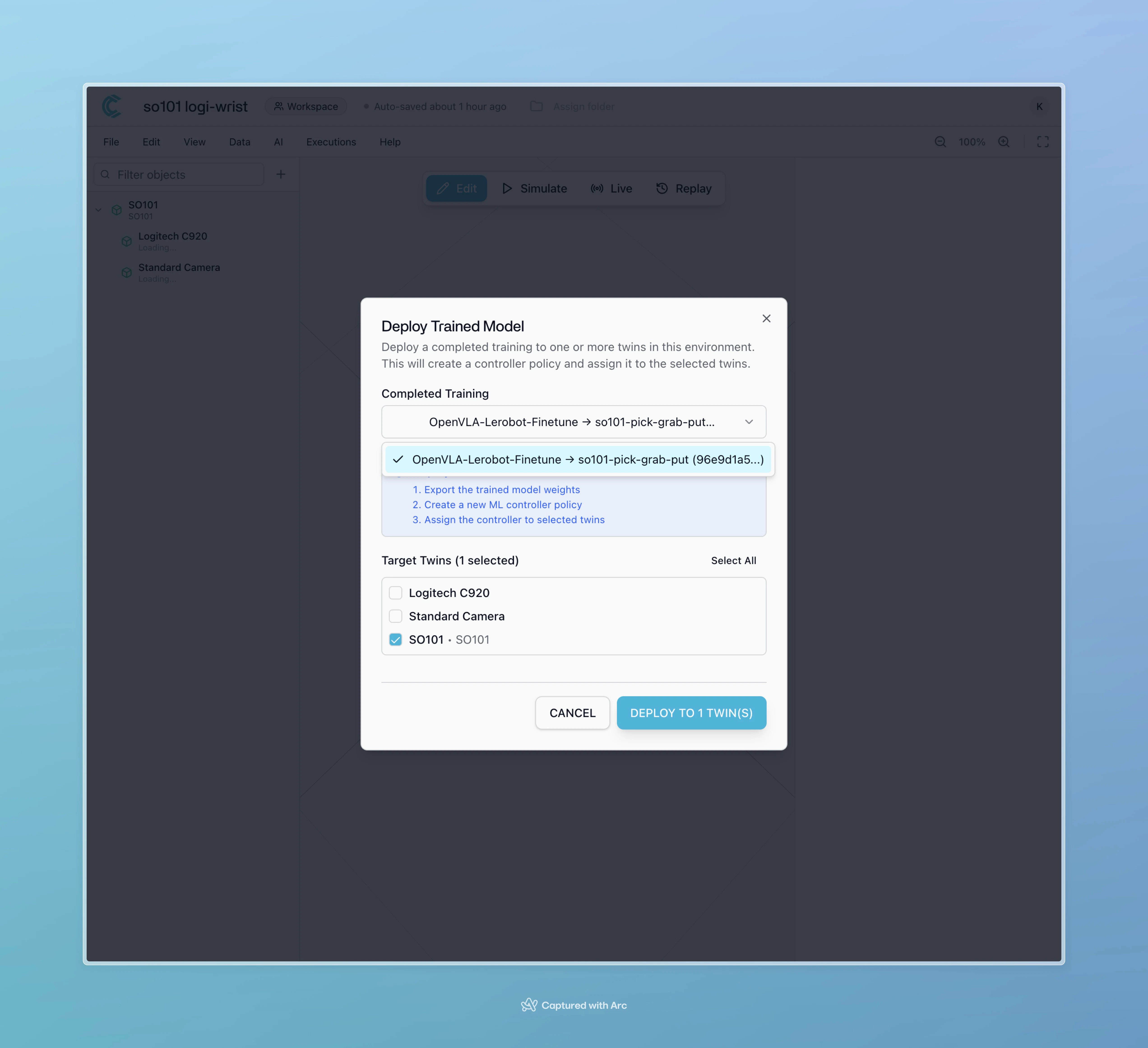 Model deployment interface