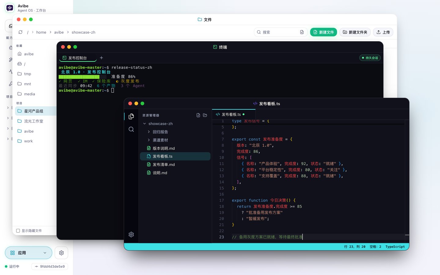 多窗口 Workbench,同时打开文件、终端和编辑器