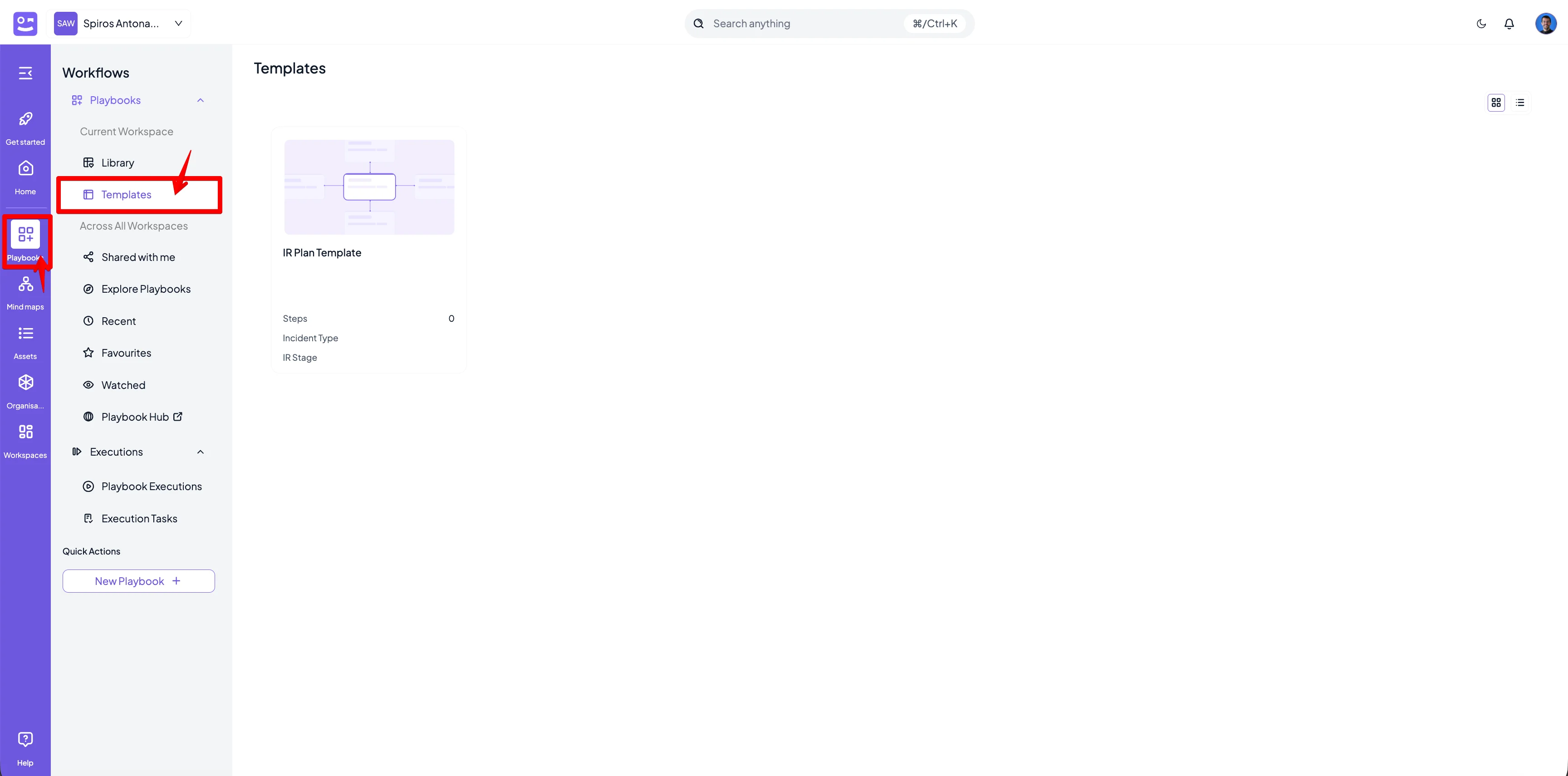 Templates Area Menu