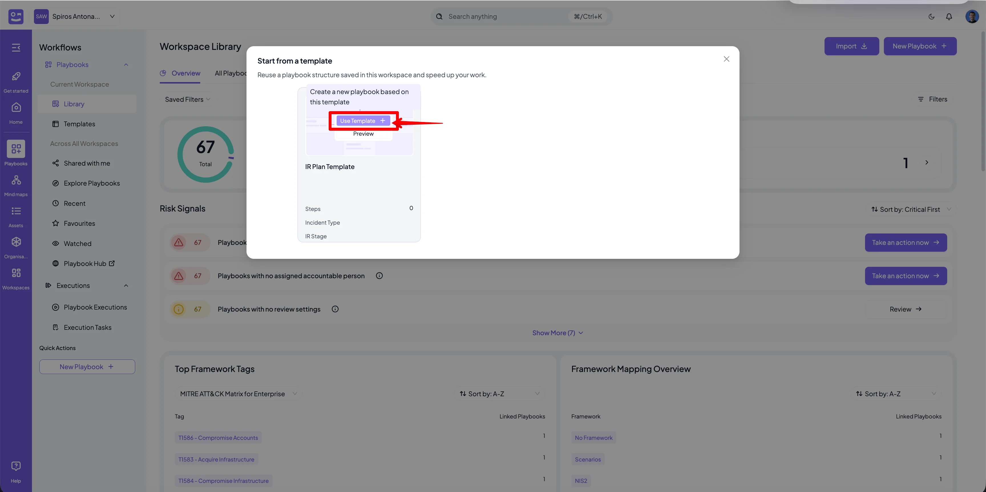 Use Template Modal