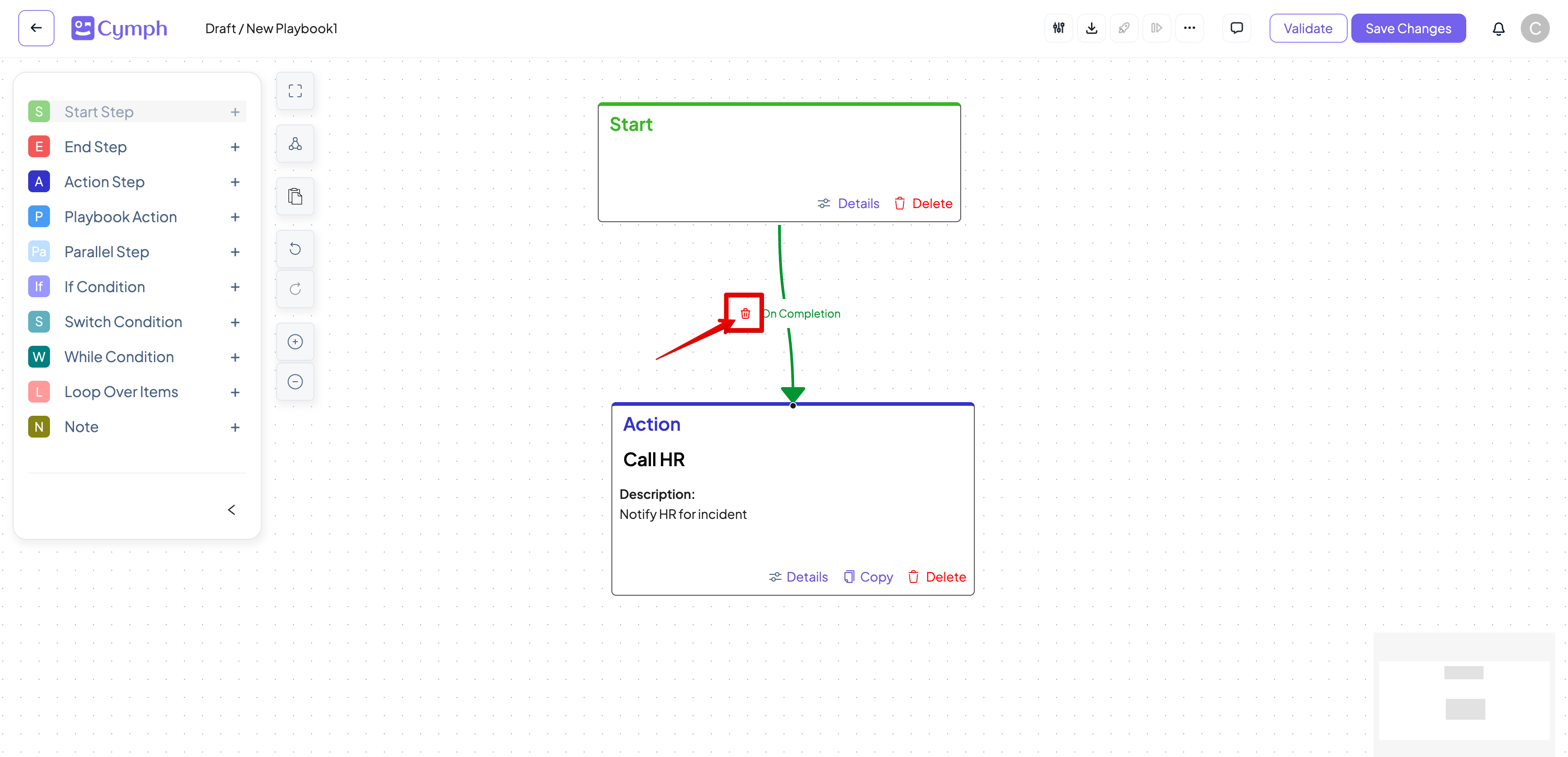 Editor Delete Connection