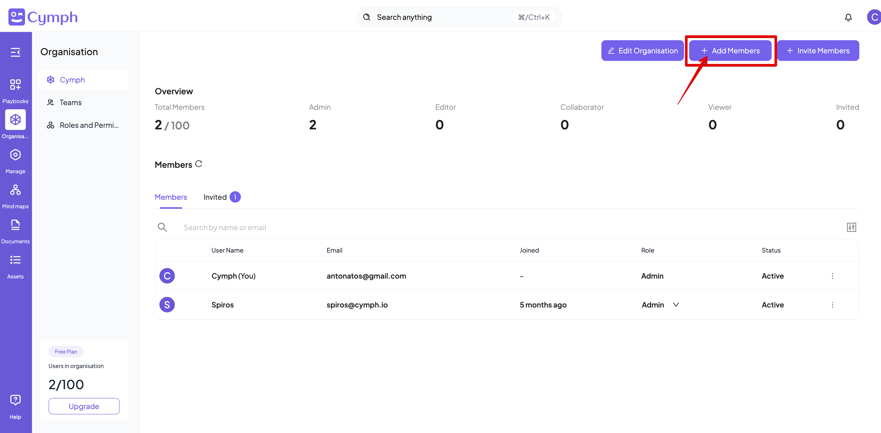 Onprem Org Add Member