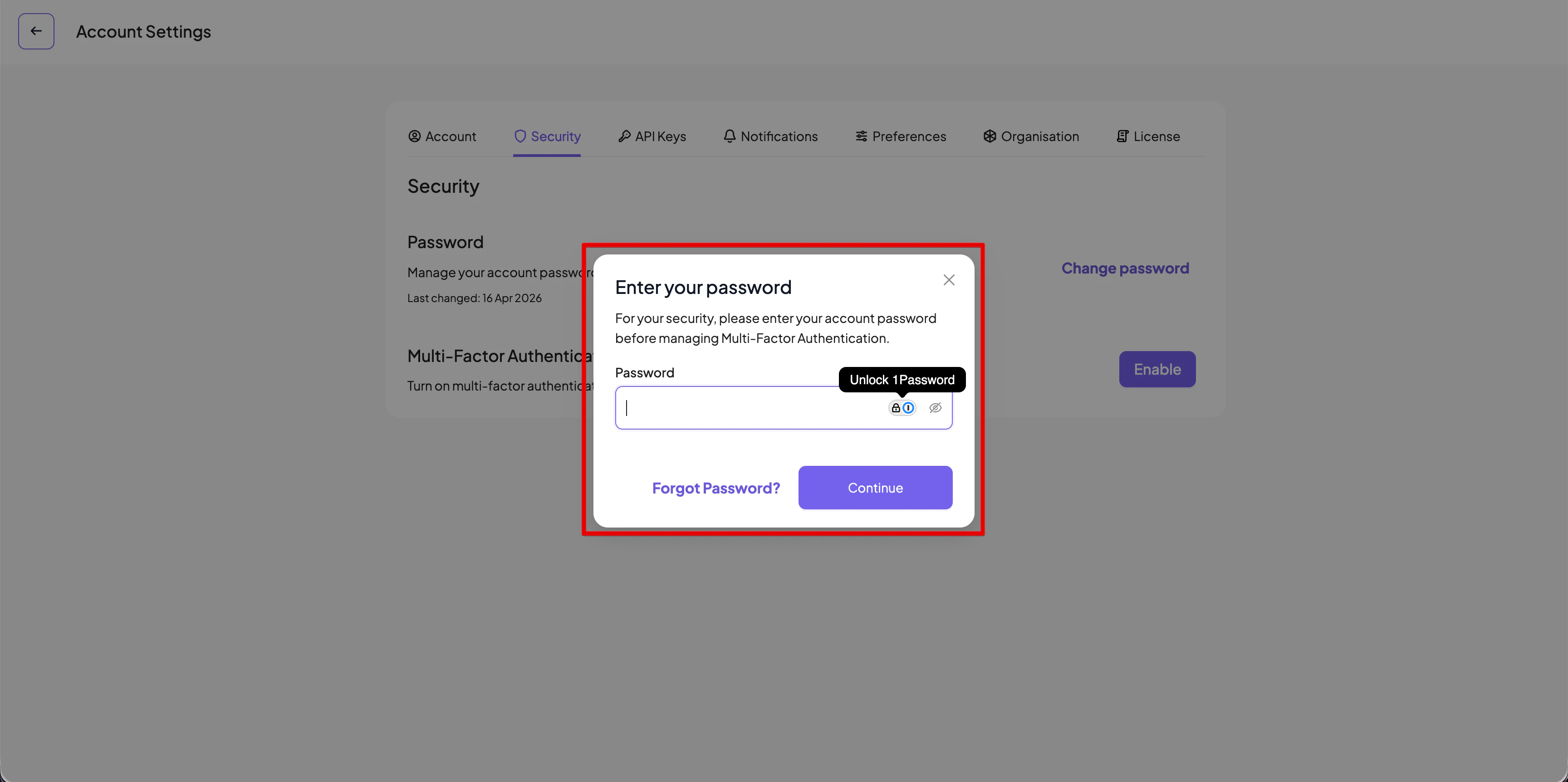 Mfa Enter Password