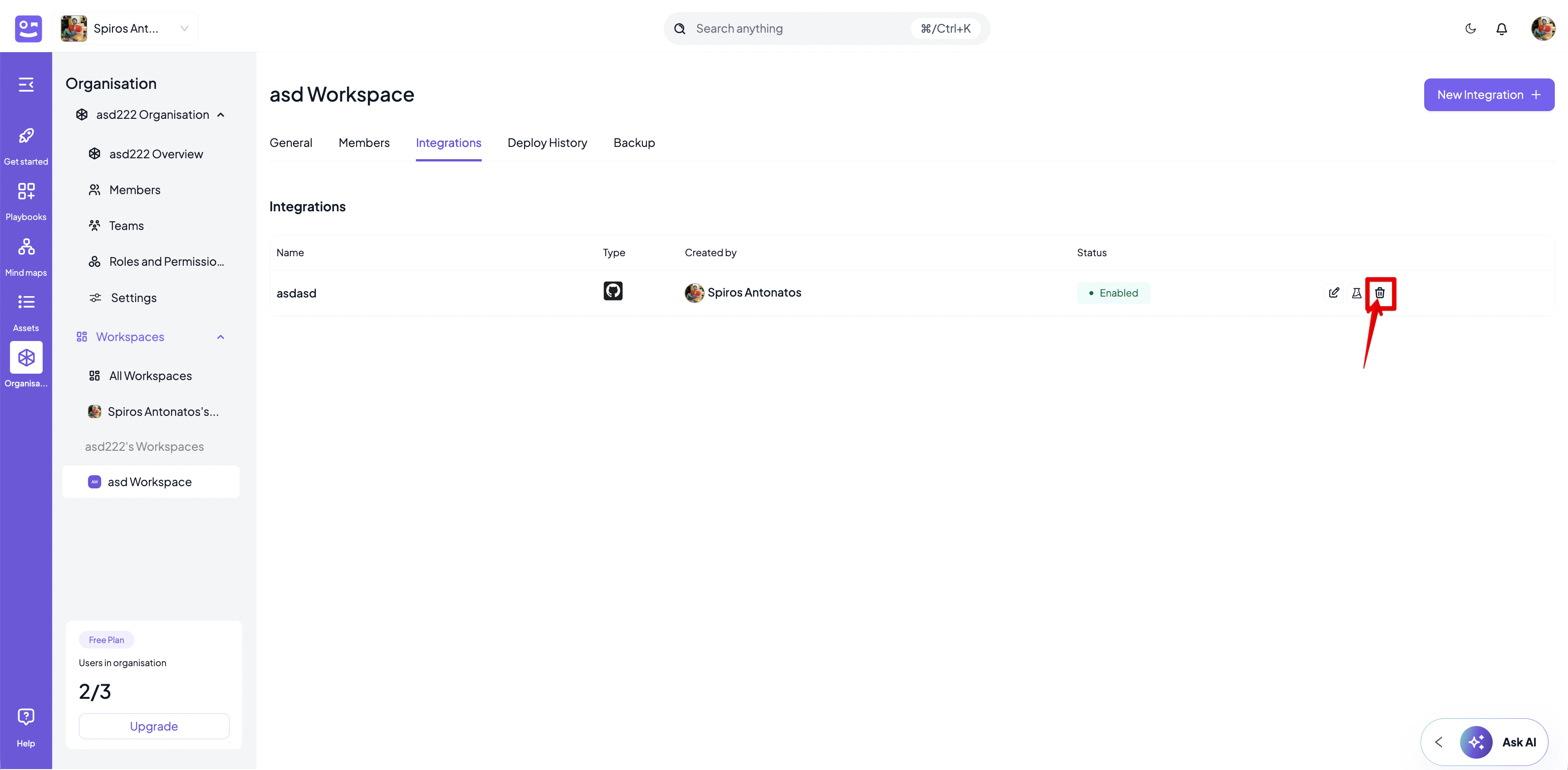 Integrations Ws Delete