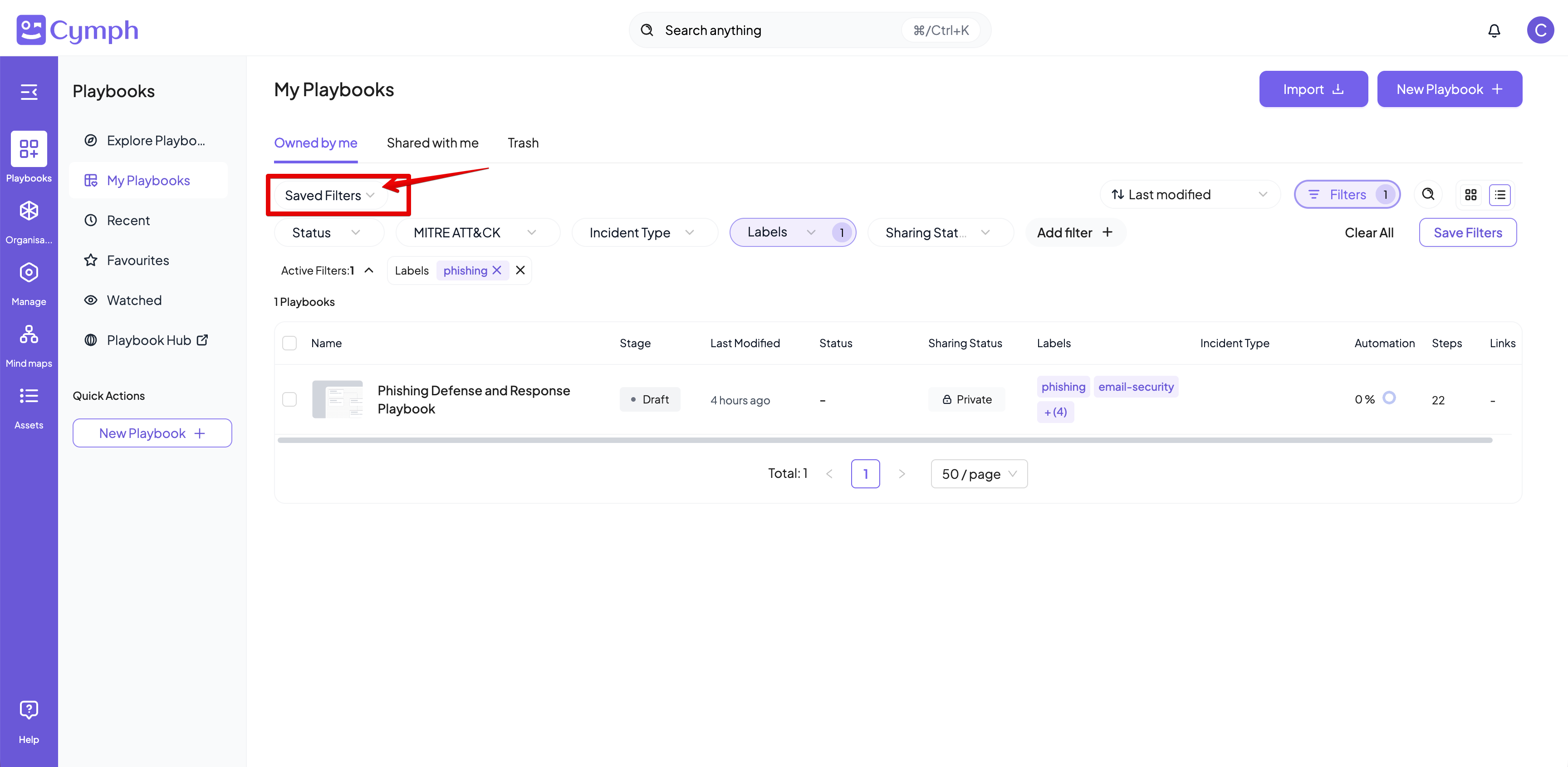 Saved Filters Select