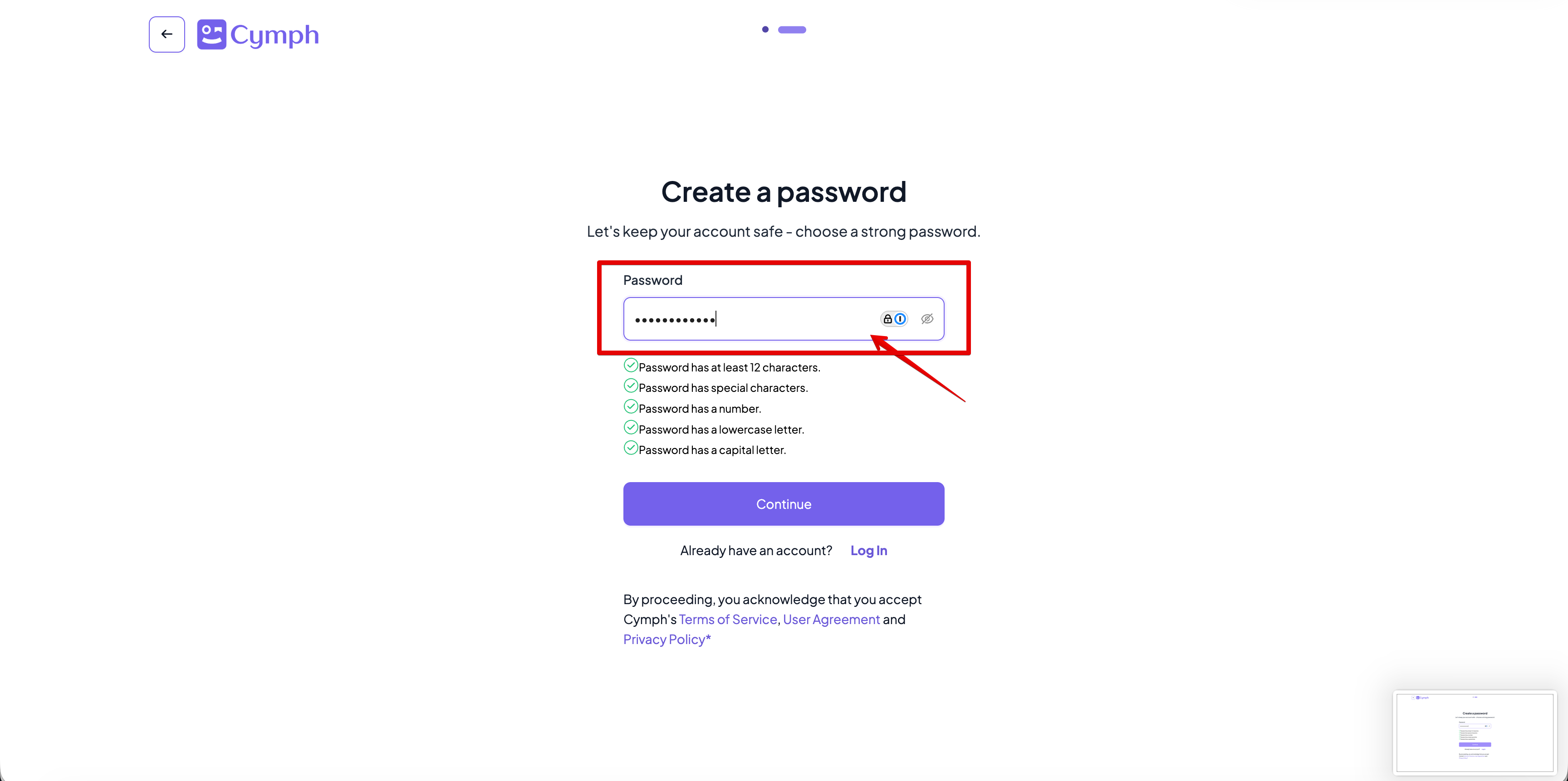 Signup Password