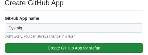 GitHub Enterprise page to confirm the Cysmiq app name.