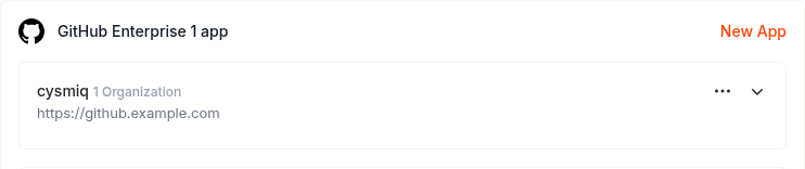 GitHub Enterprise integration showing 1 Organization connected.