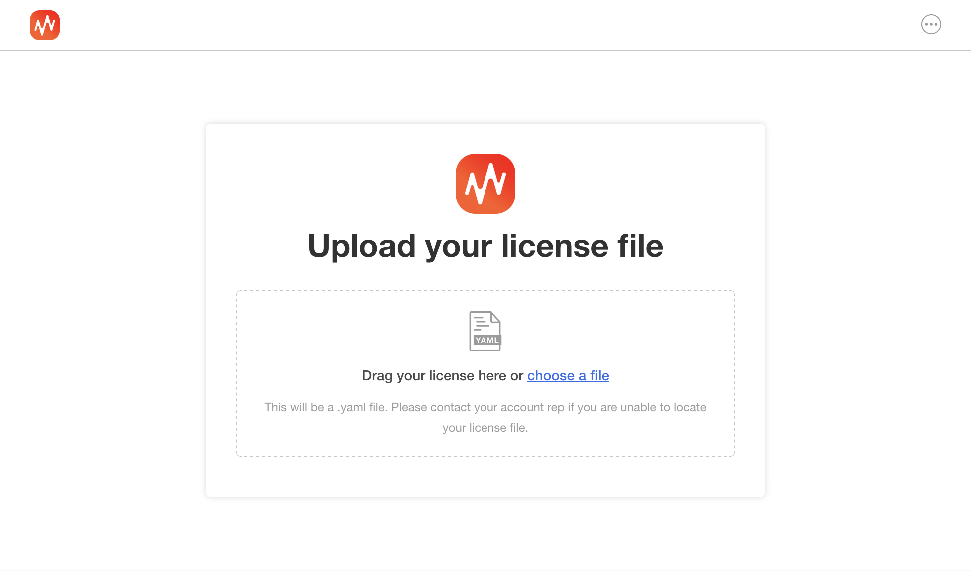 Replicated license upload screen with a drag and drop area.