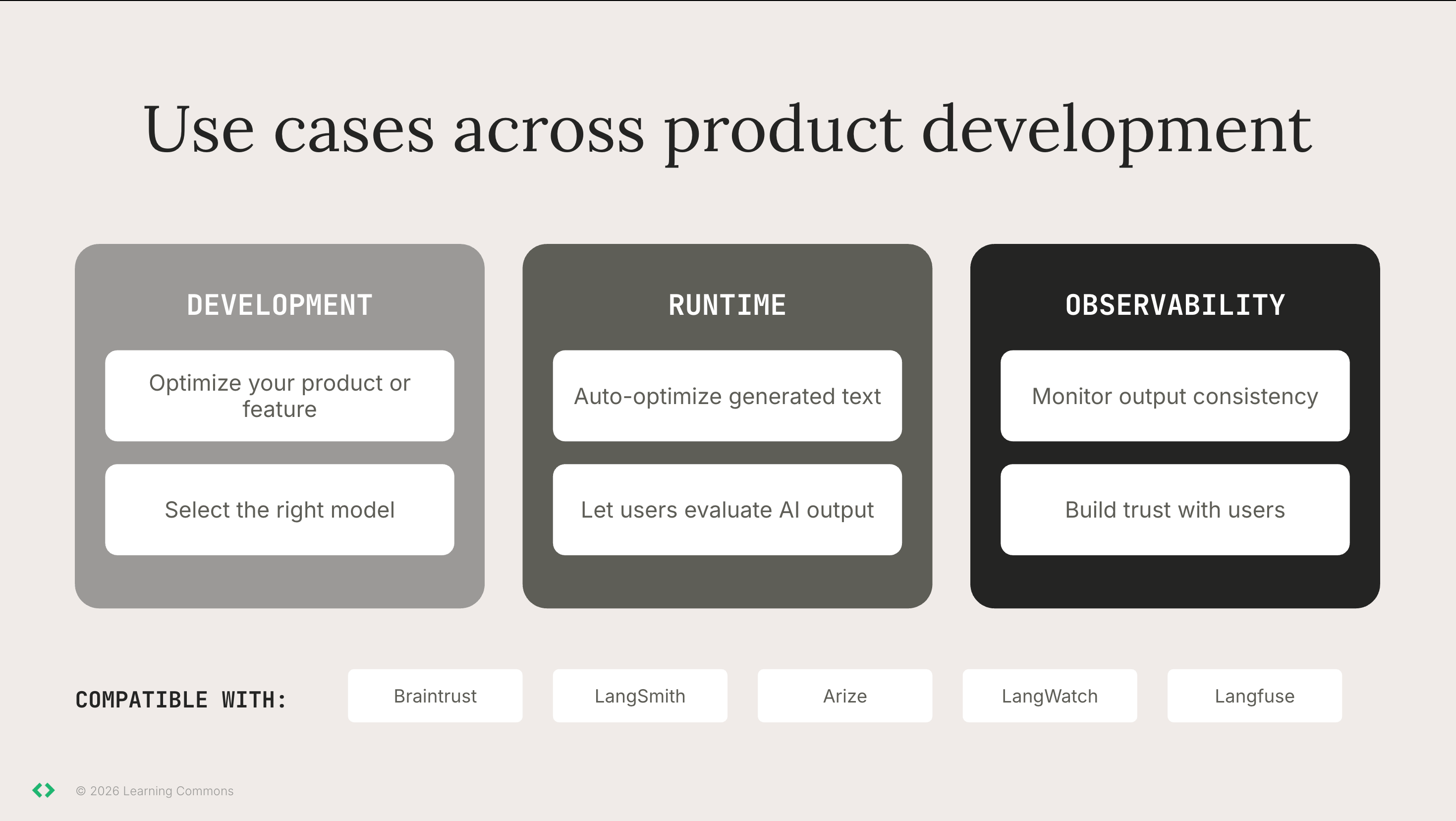 Multiple use cases for evaluators at different stages of product development