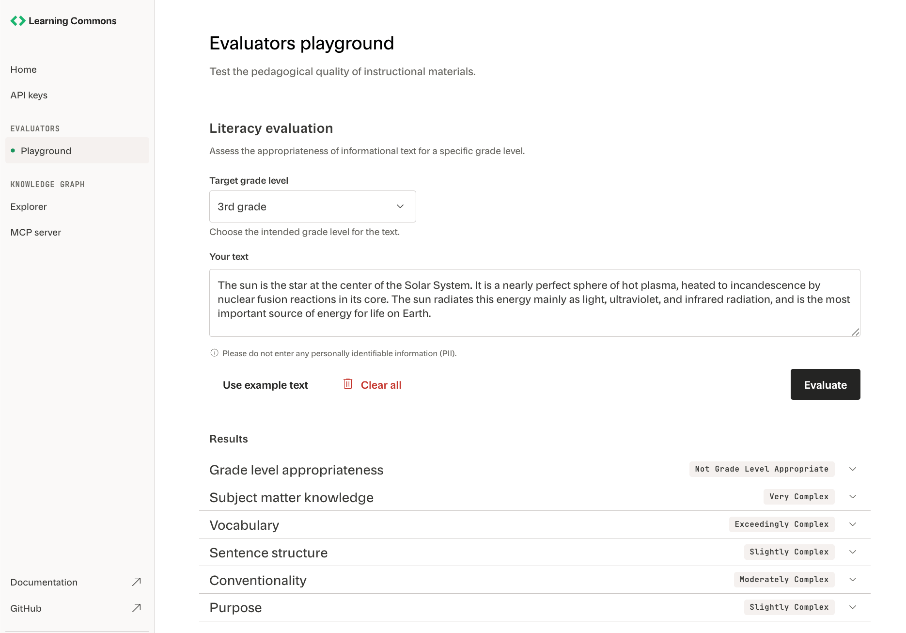 Evaluators playground