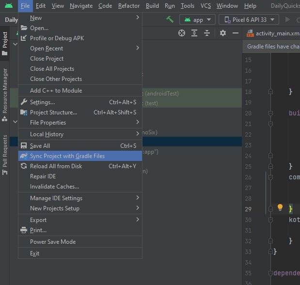 Sync Project with Gradle Files