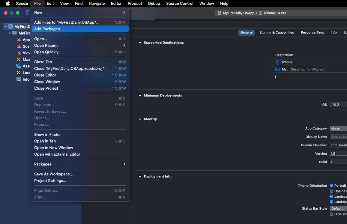 Add Daily dependencies to Xcode
