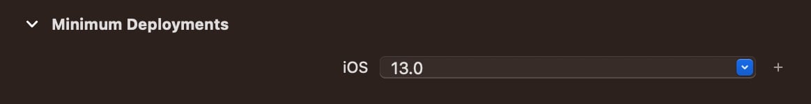 Set the project's minimum deployment to iOS 13.0