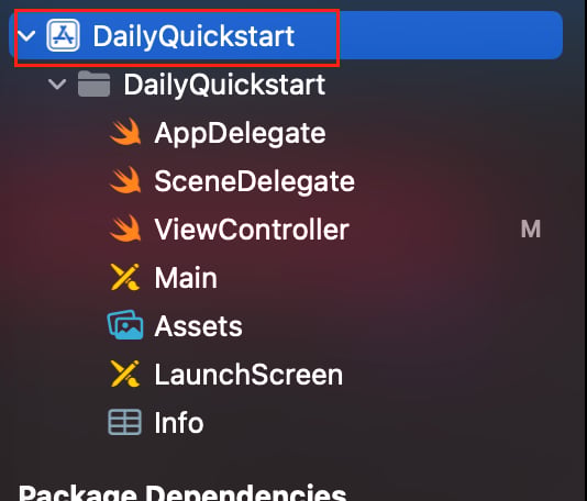 Open project settings